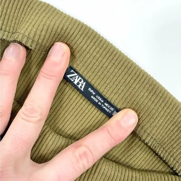 Zara Olive Green Asymmetrical Midi Skirt - Picture 3 of 7